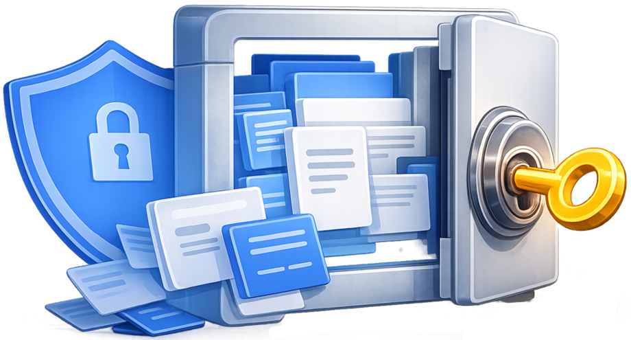 Secure vault with shield and key